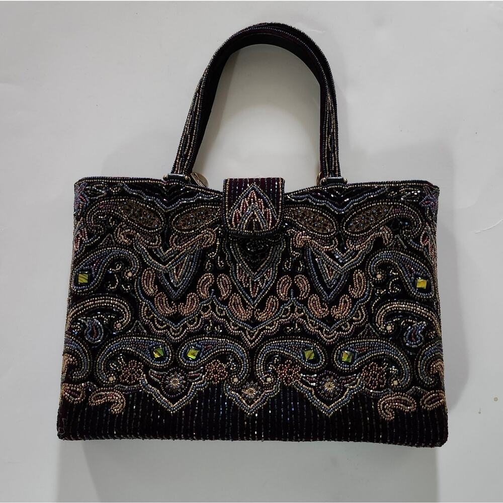 Vintage Geronimo black beaded purse 12 in x 9 in x 1 in